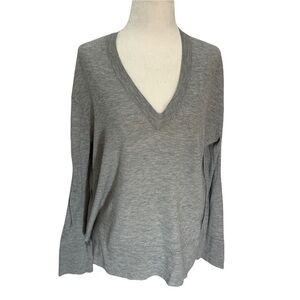 𝅺zara Knit Lightweight Grey V-Neck Sweater Oversized Size S